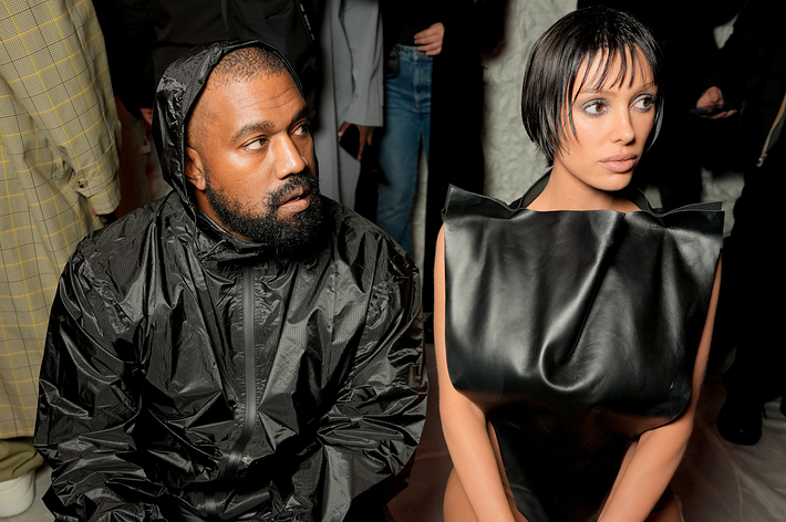 Kanye West and Bianca Censori at Marni RTW Fall 2024 as part of Milan Ready to Wear Fashion Week held on February 23, 2024 in Milan, Italy