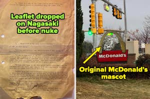 Leaflet dropped on Nagasaki before nuke and original mcdonald's mascot