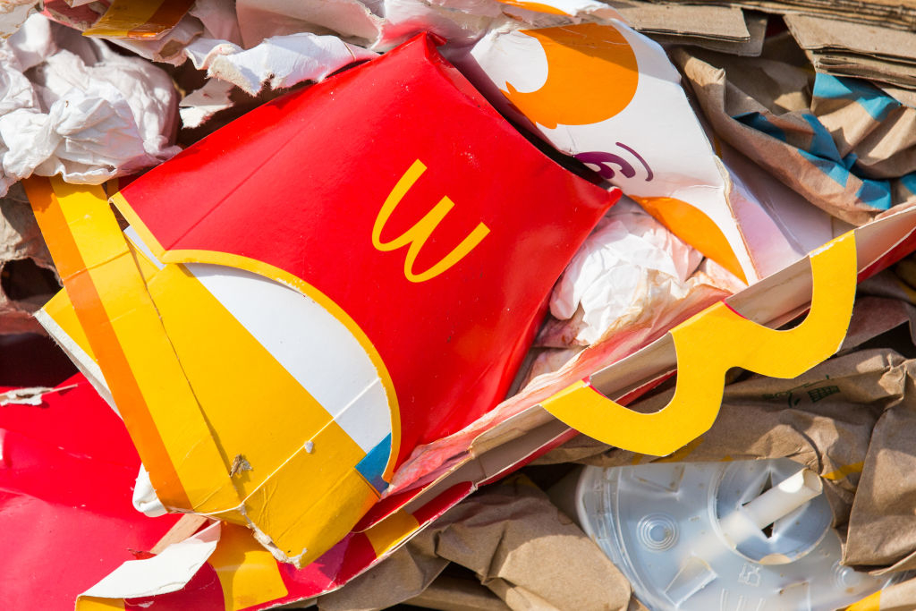 Discarded McDonald&#x27;s packaging among other trash