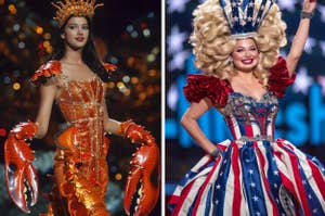 AI generated images of a Miss Maine with fake lobster claws on her hands and a Miss Texas with gigantic hair