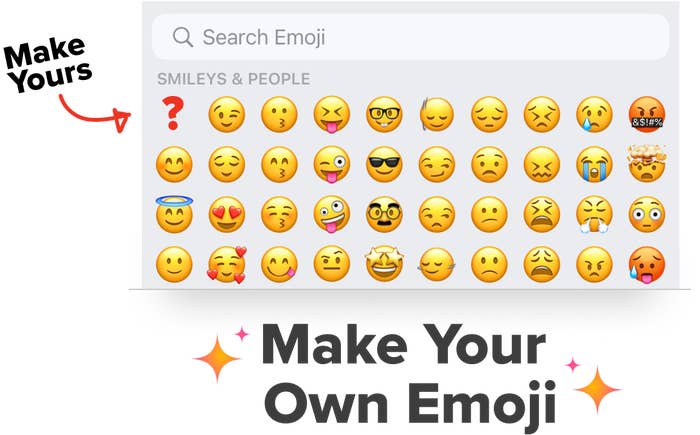 Computer screen displaying emoji search with various emojis and text &#x27;Make Your Own Emoji&#x27;