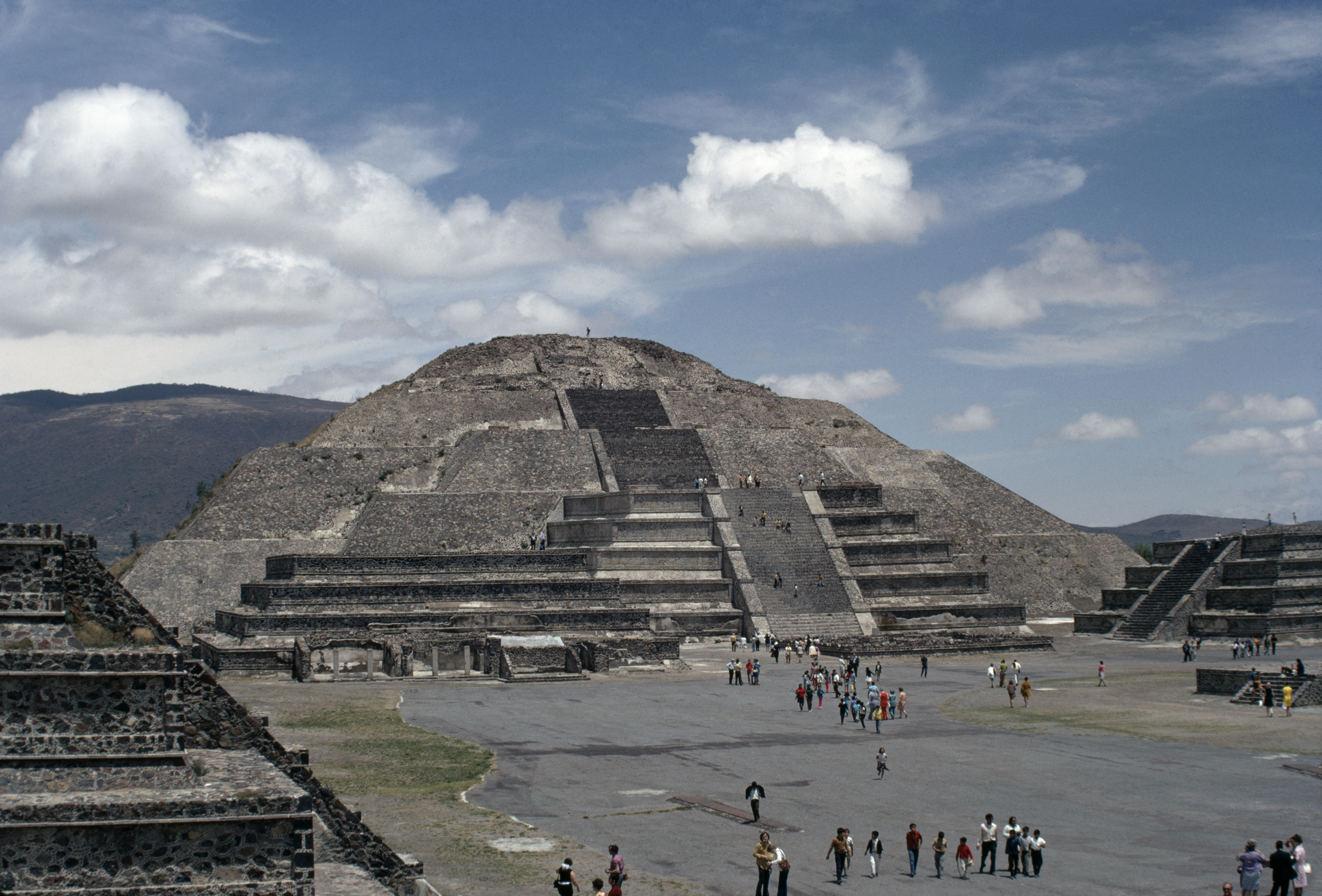 Pyramid of the Moon with tourists at Teotihuacán, Mexico