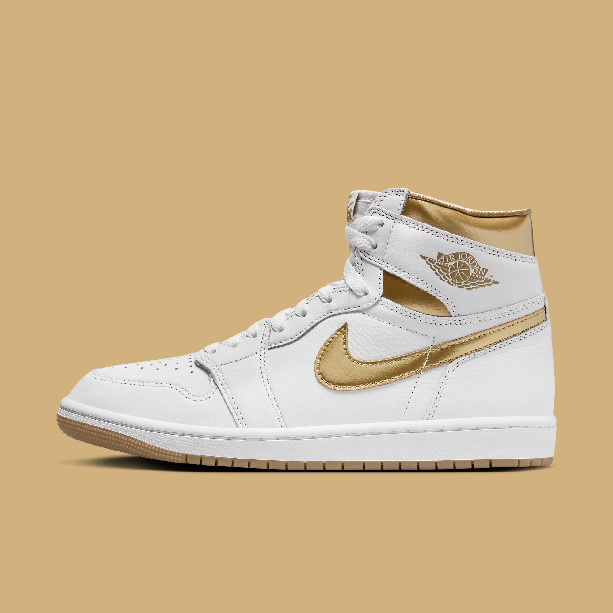 All white outlet jordans with gold