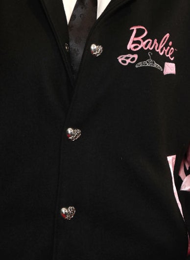 Closeup of Billie Eilish&#x27;s Barbie jacket