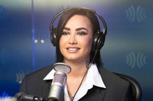 Demi Lovato smiles in a radio interview
