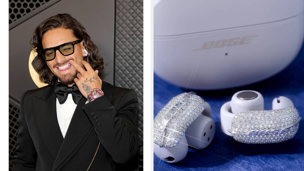The one-of-one Bose Ultra Open Earbuds are designed by Atlanta’s Icebox and feature 365 diamonds.