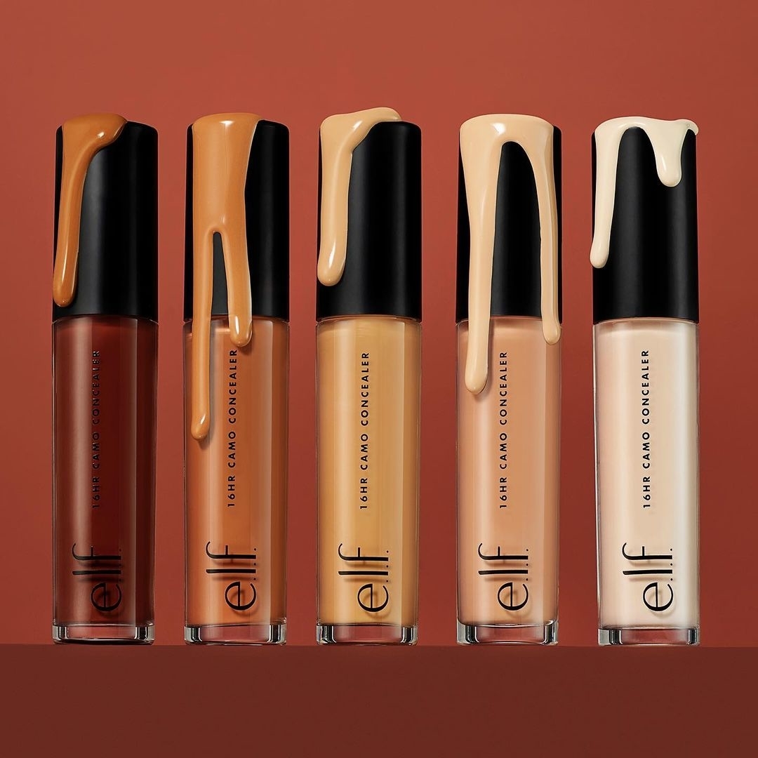 Five tubes of the concealer in different shades