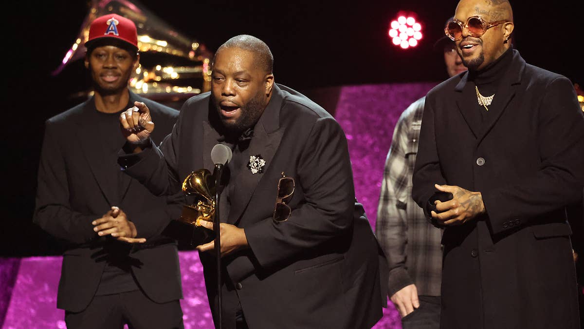 The rapper was handcuffed inside Crypto.com arena after winning three Grammys on Sunday.