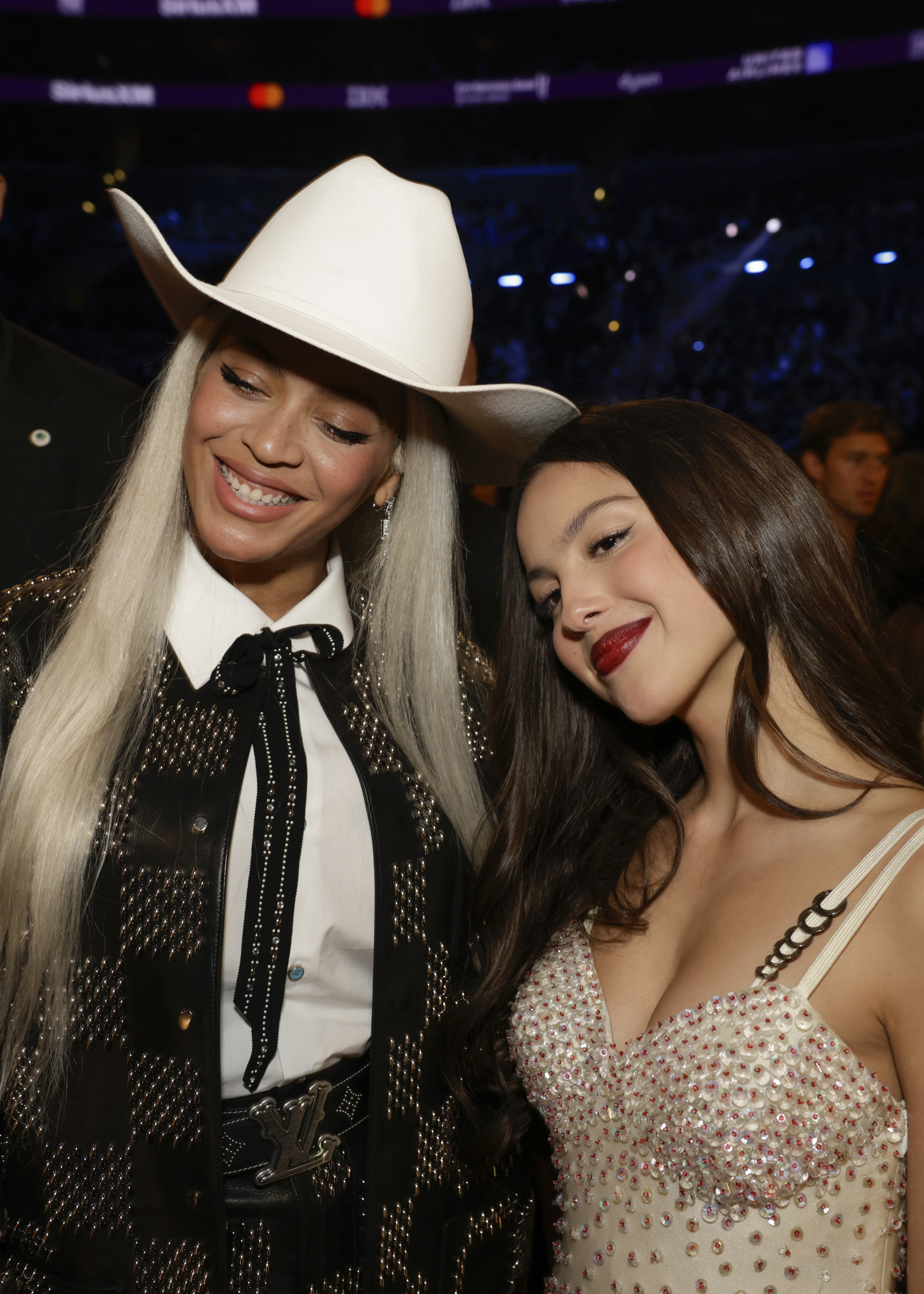 Closeup of Beyoncé and Olivia Rodrigo
