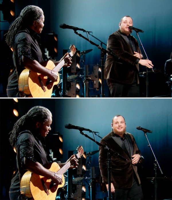 Tracy and Luke onstage at the Grammys