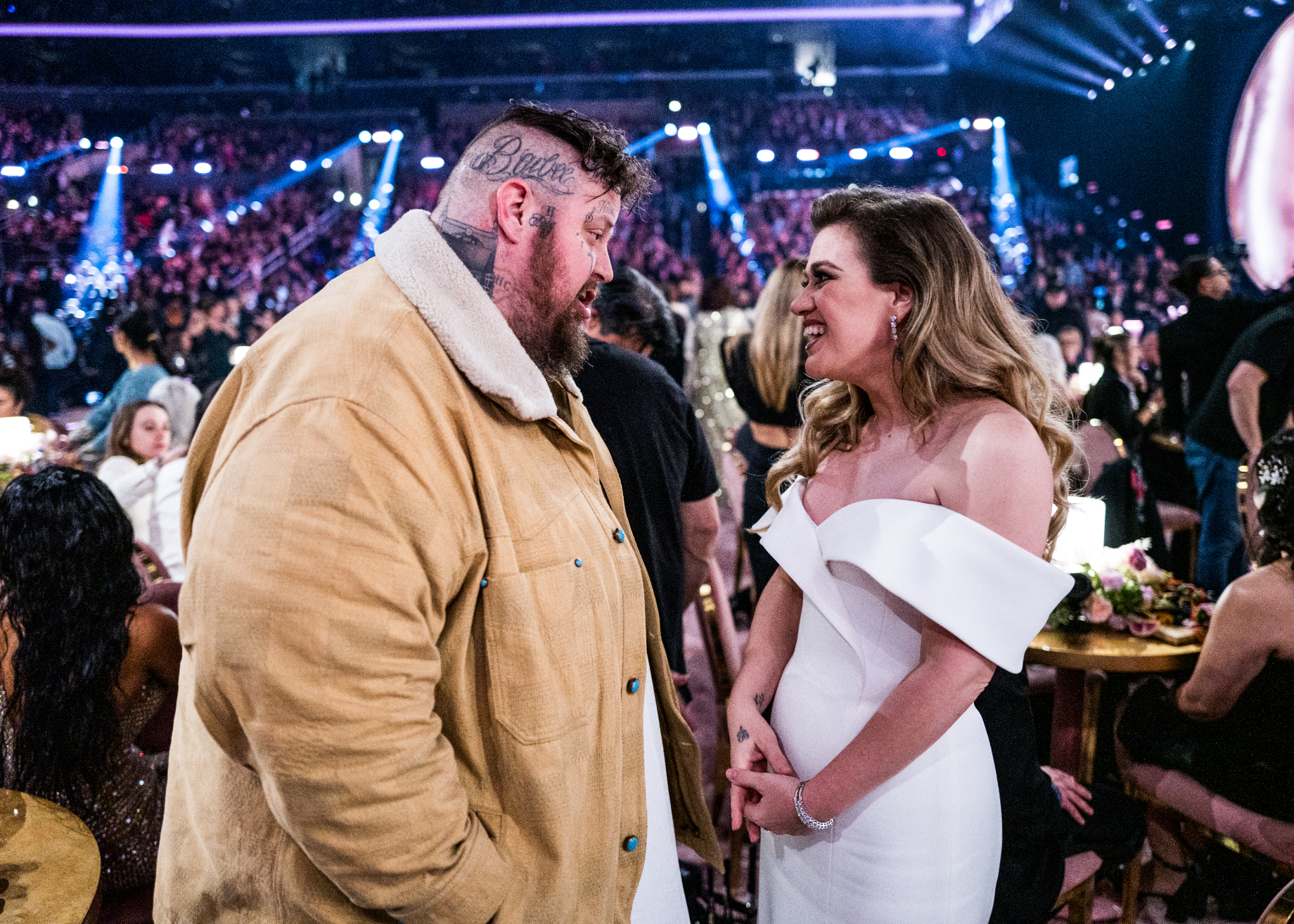 Jelly Roll and Kelly Clarkson at the Grammys