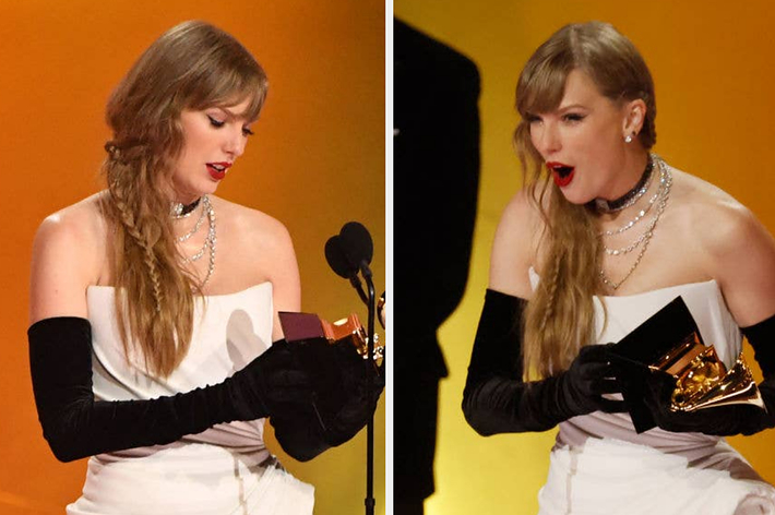 Taylor accepting her award