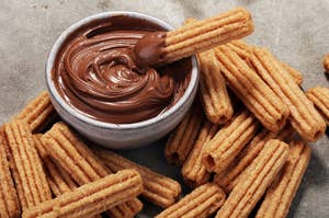 Churros with a side of chocolate sauce