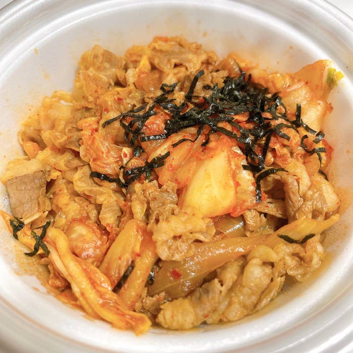 松屋のオススメのフード「キムチ牛めし豚汁セット（並盛）」