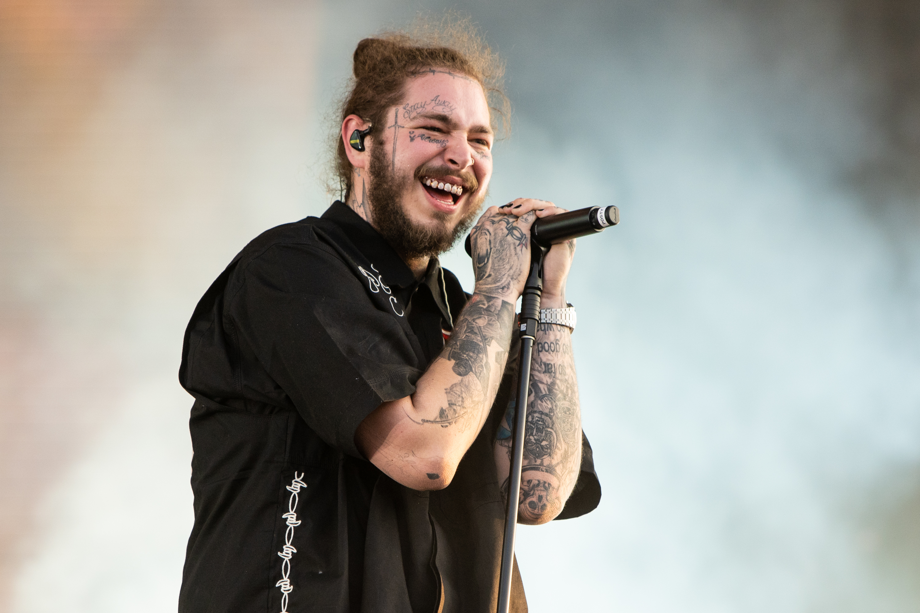 Closeup of Post Malone onstage