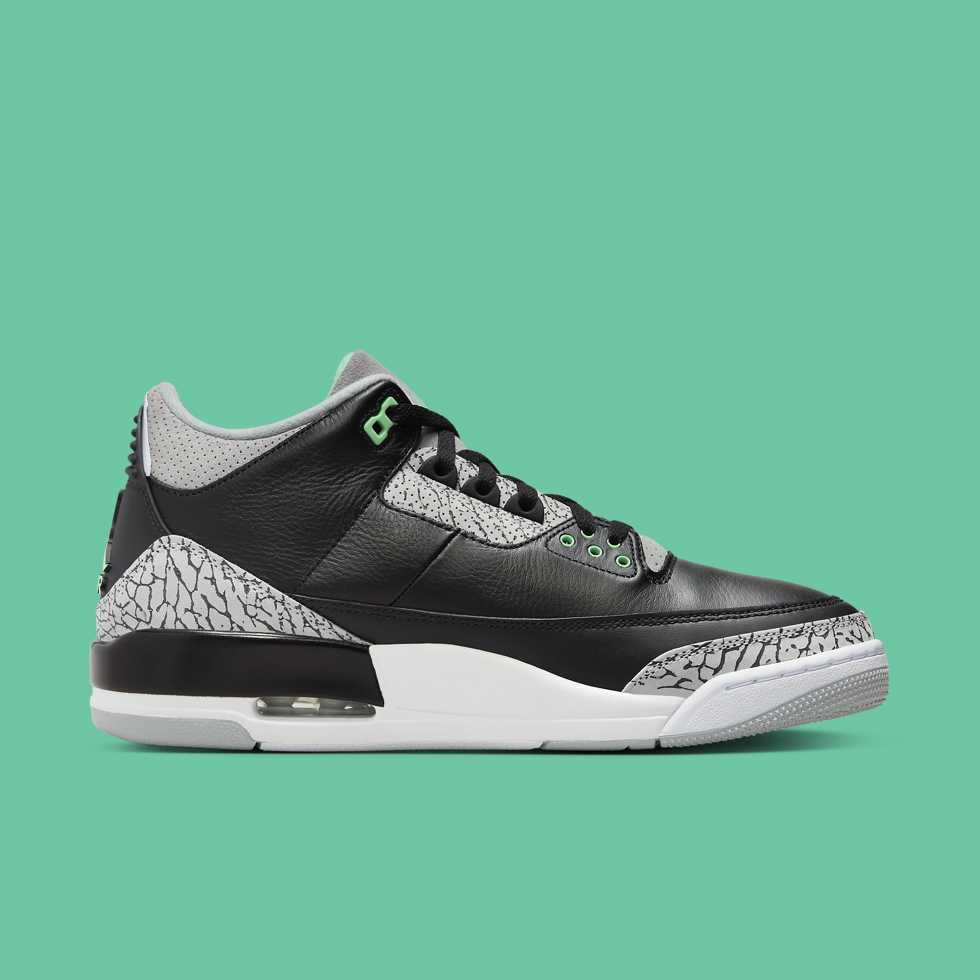 Jordan 3 hot sale green glow