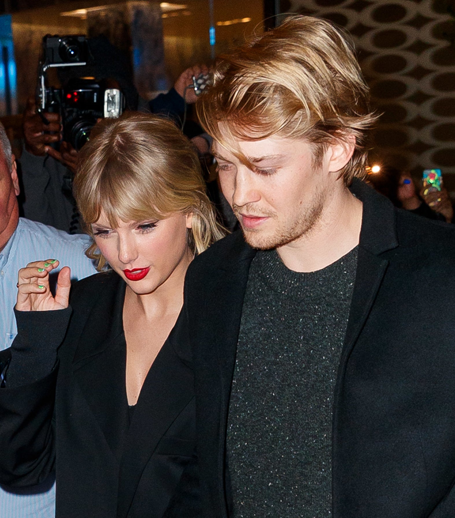 Closeup of Taylor Swift and Joe Alwyn