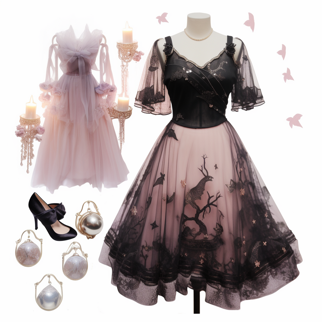 princess and fairy style dress with tulle and the woods embroidered in lace