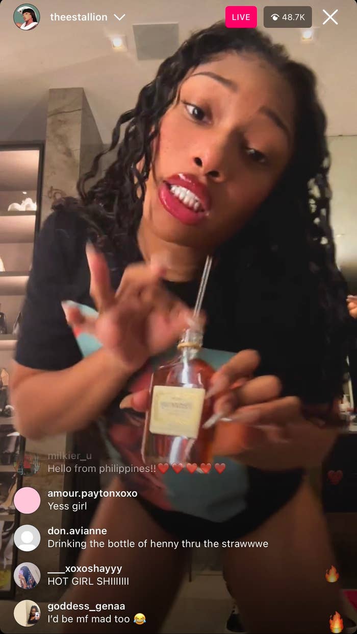 megan sipping henny