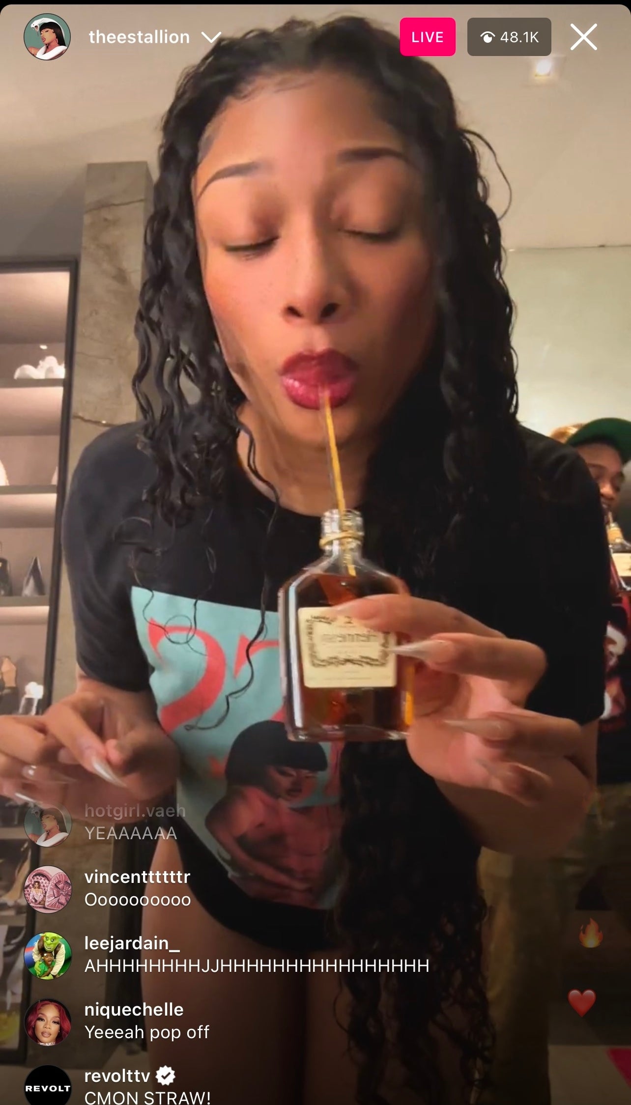 megan sipping henny