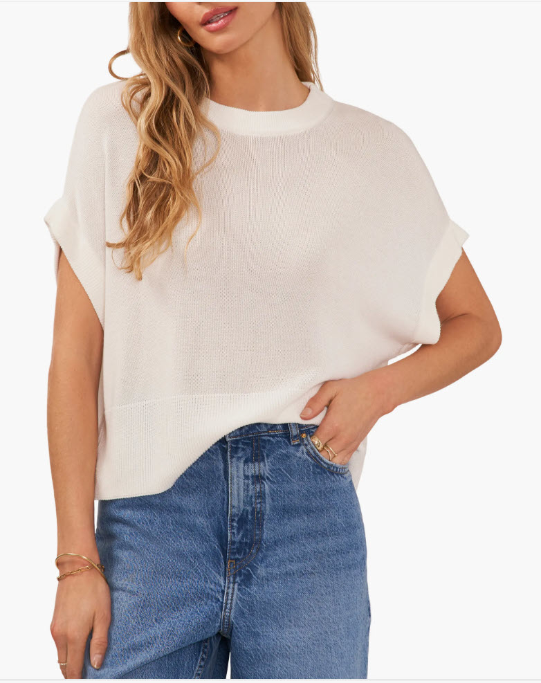 loose white knit tunic top