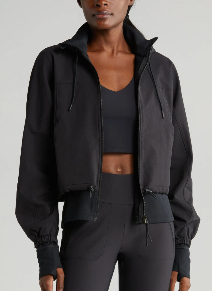 zip up black athletic jacket