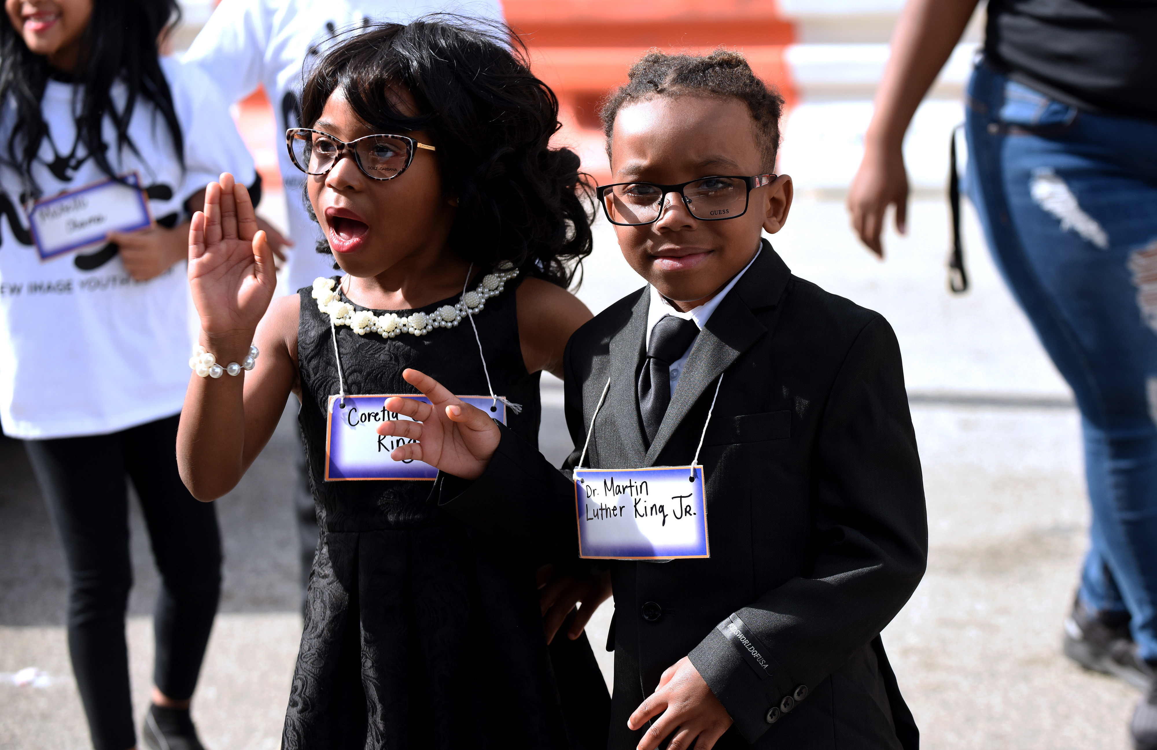 Children dressed as Dr. Martin Luther King, Jr. and Coretta Scott King
