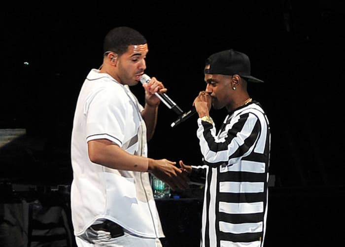 Drake and J. Cole performing together.