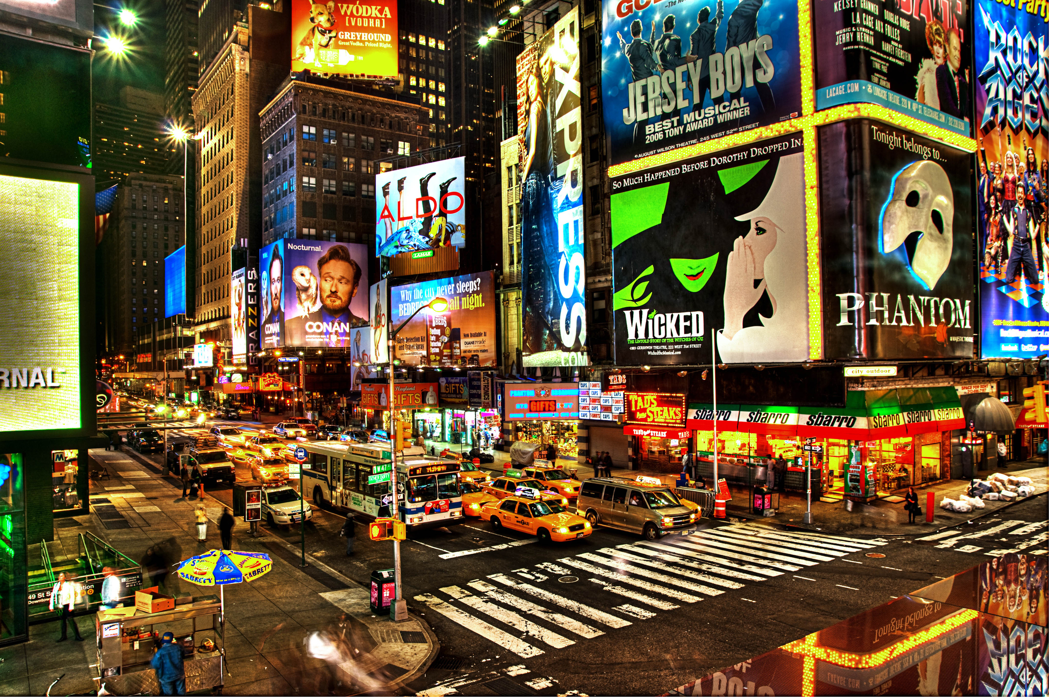 Billboards at night in Times Square
