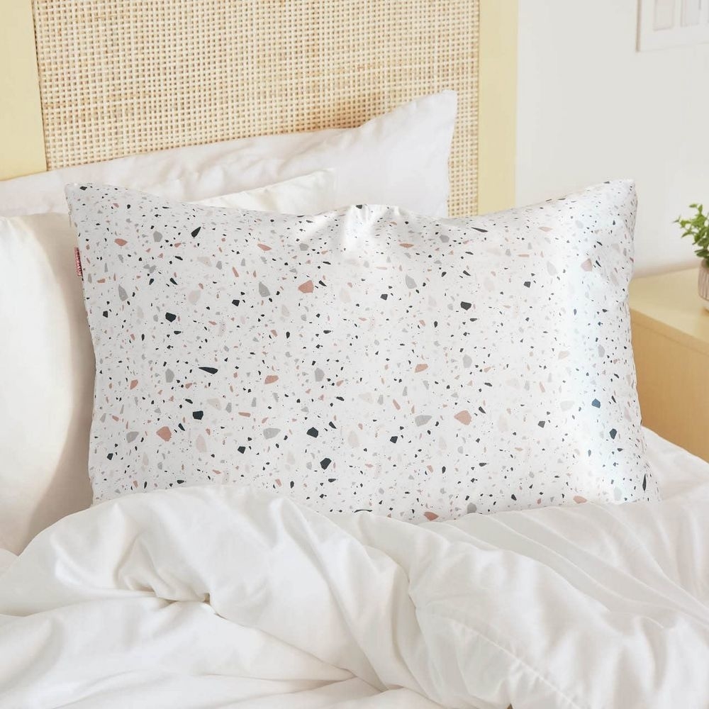 the pillow case in a terrazzo pattern