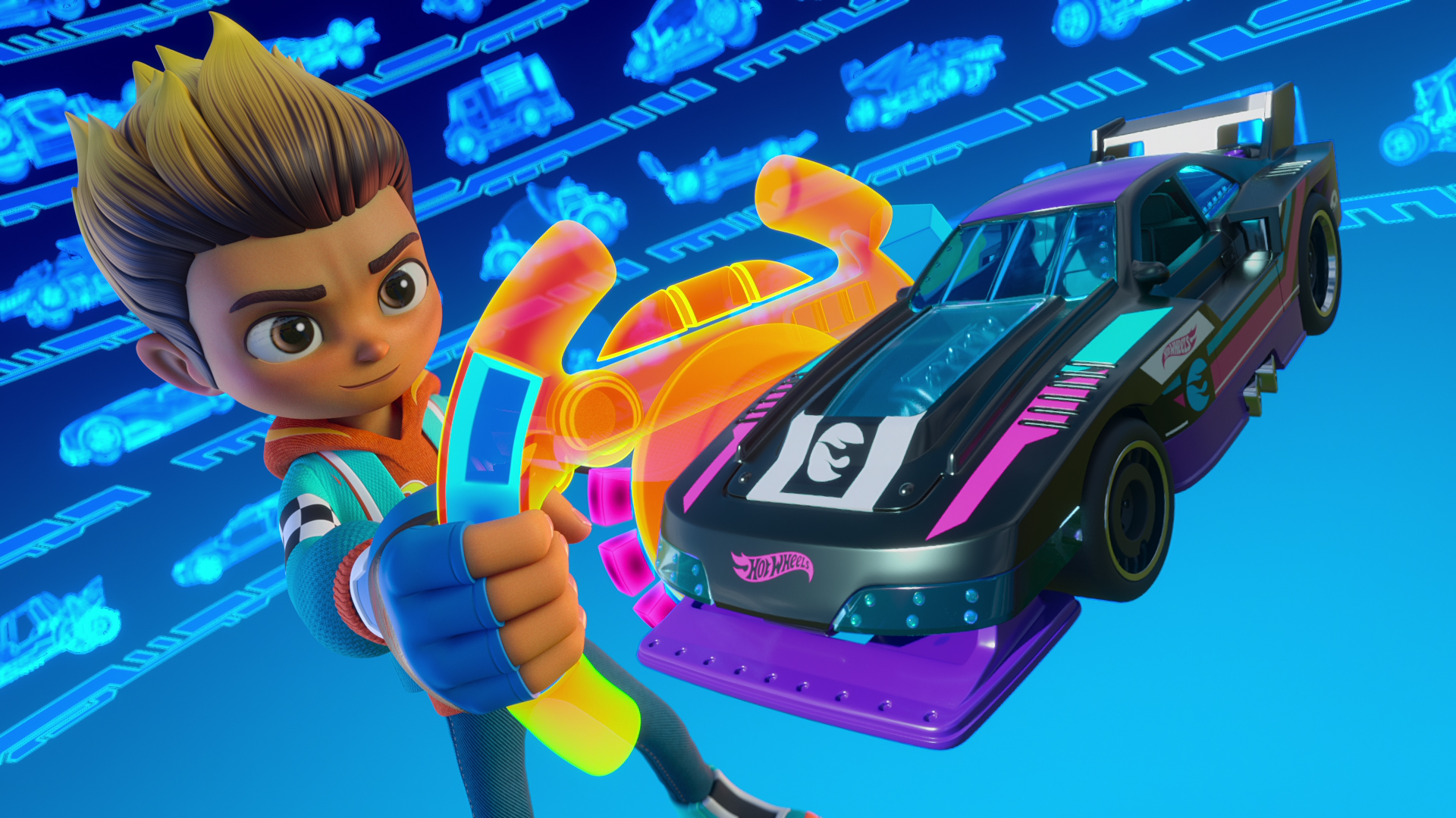 character playing a virtual racing game