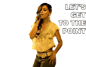 woman dancing with phone, text says let&#x27;s get to the point