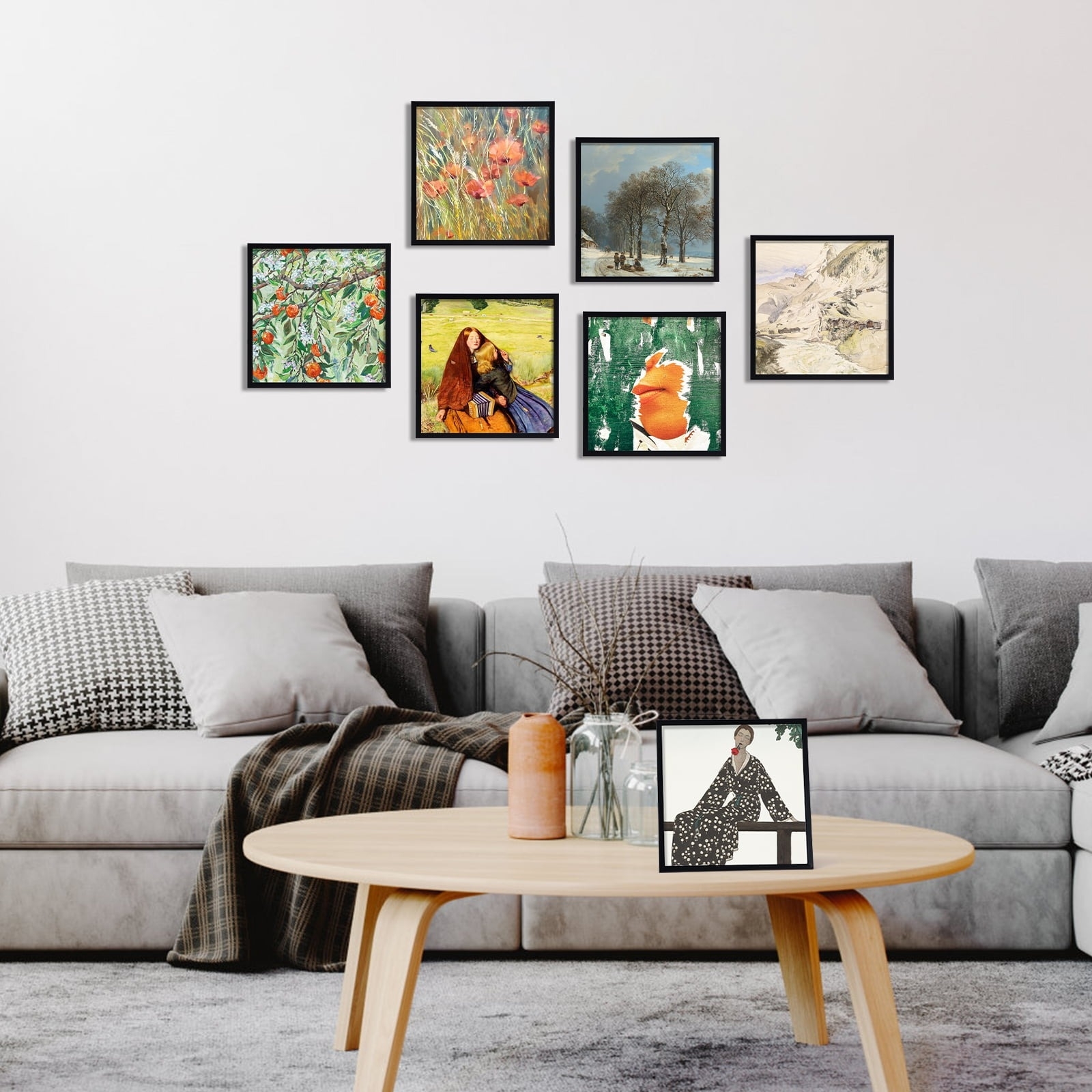 frames above a couch