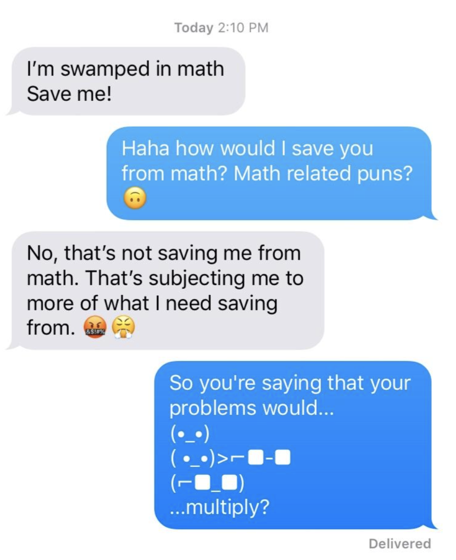 Screenshot of a text exchange