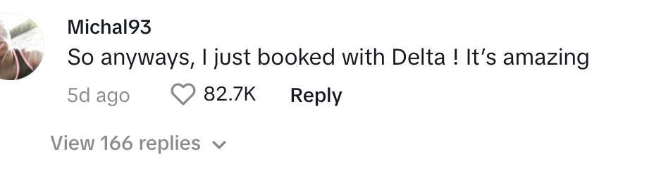 &quot;I just booked with Delta !&quot;