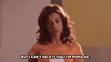 Gretchen from the original Mean Girls saying &quot;But I can&#x27;t help it that I&#x27;m popular&quot;