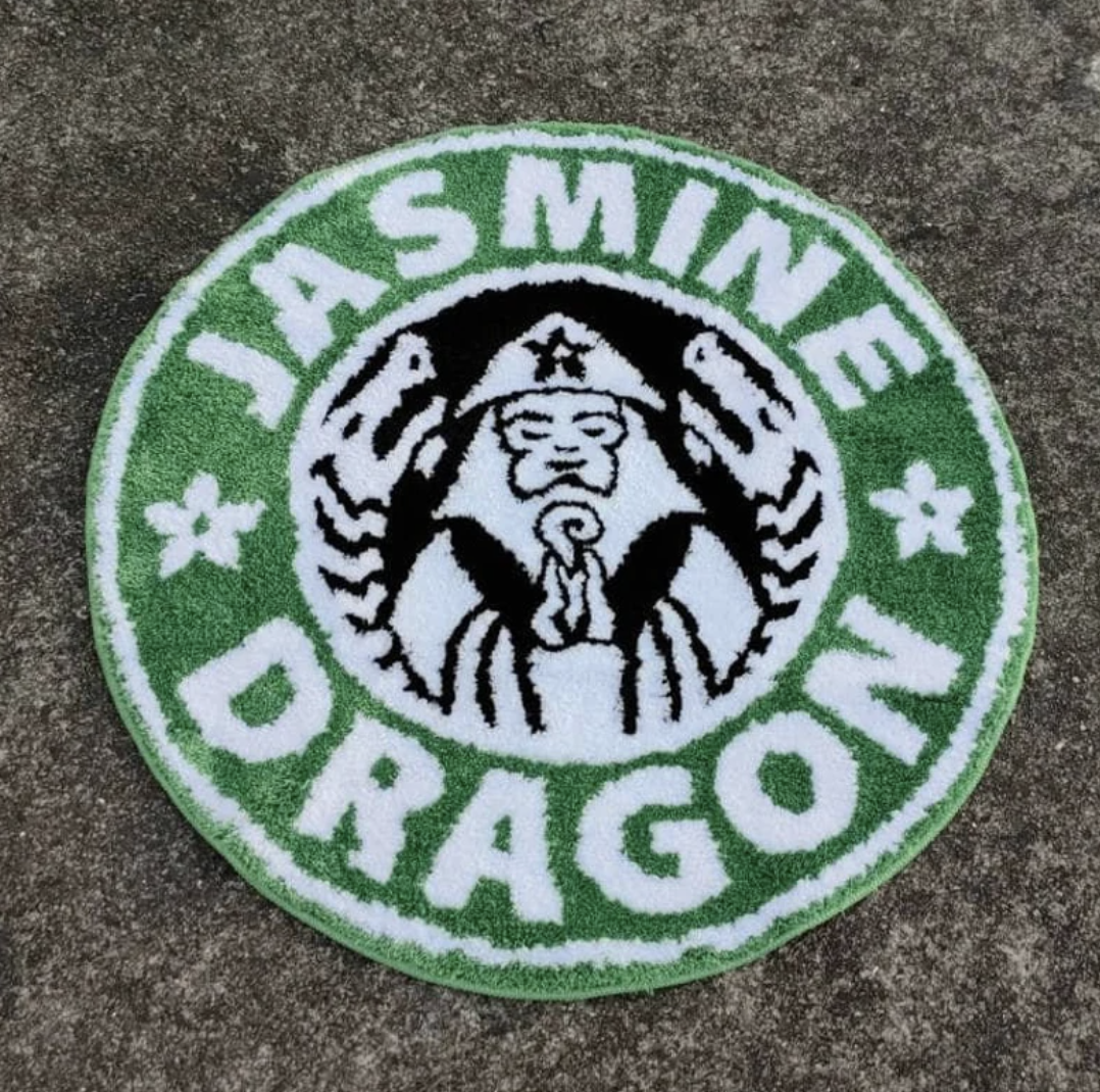Starbucks inspired Jasmine Dragon tufted rug