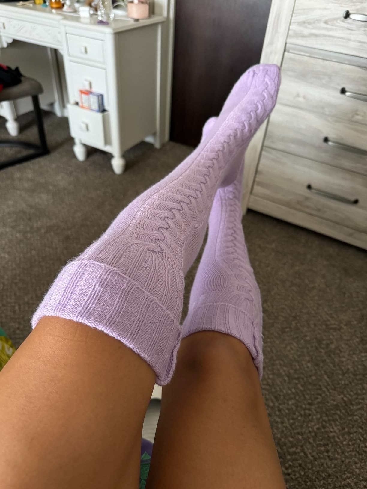 Cozy knit 2024 thigh high socks