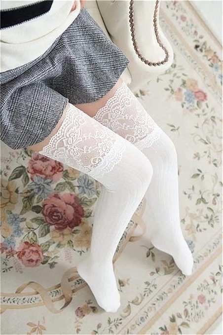 Combo 02 Pairs Lace Socks for Women, White Lace Socks for Bride