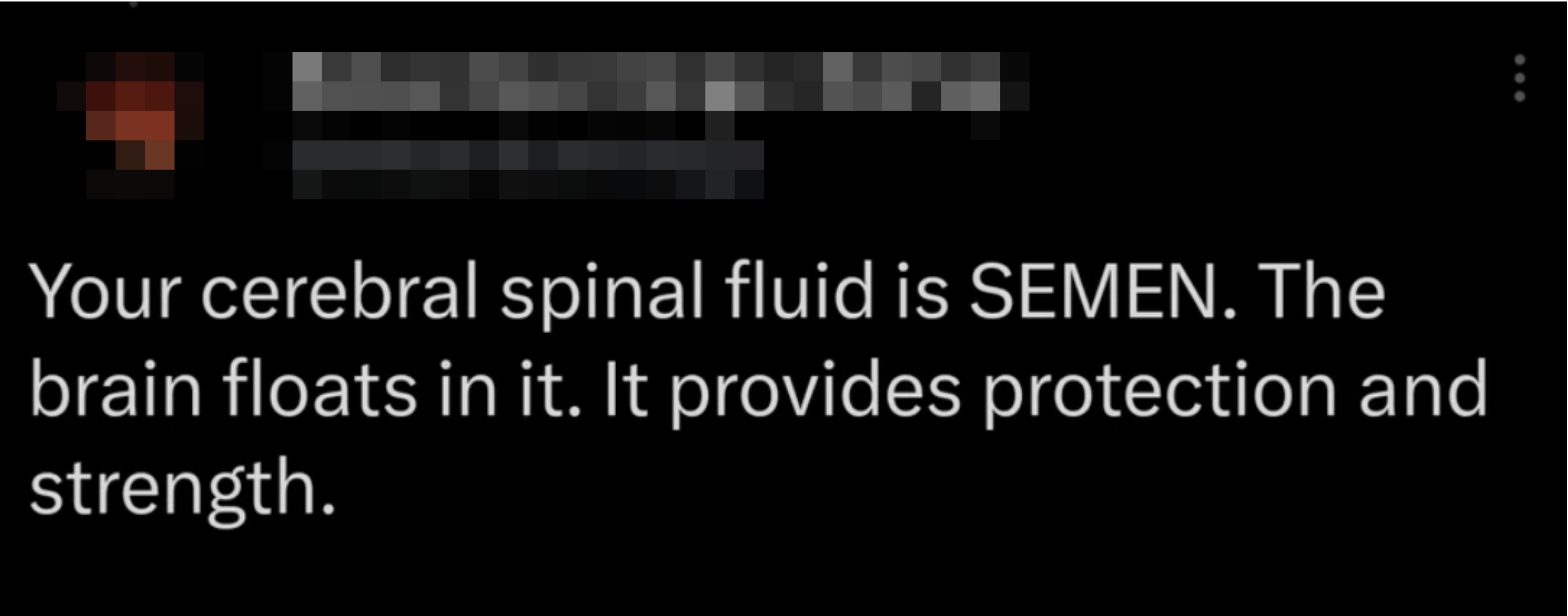 "Your cerebral spinal fluid is SEMEN."