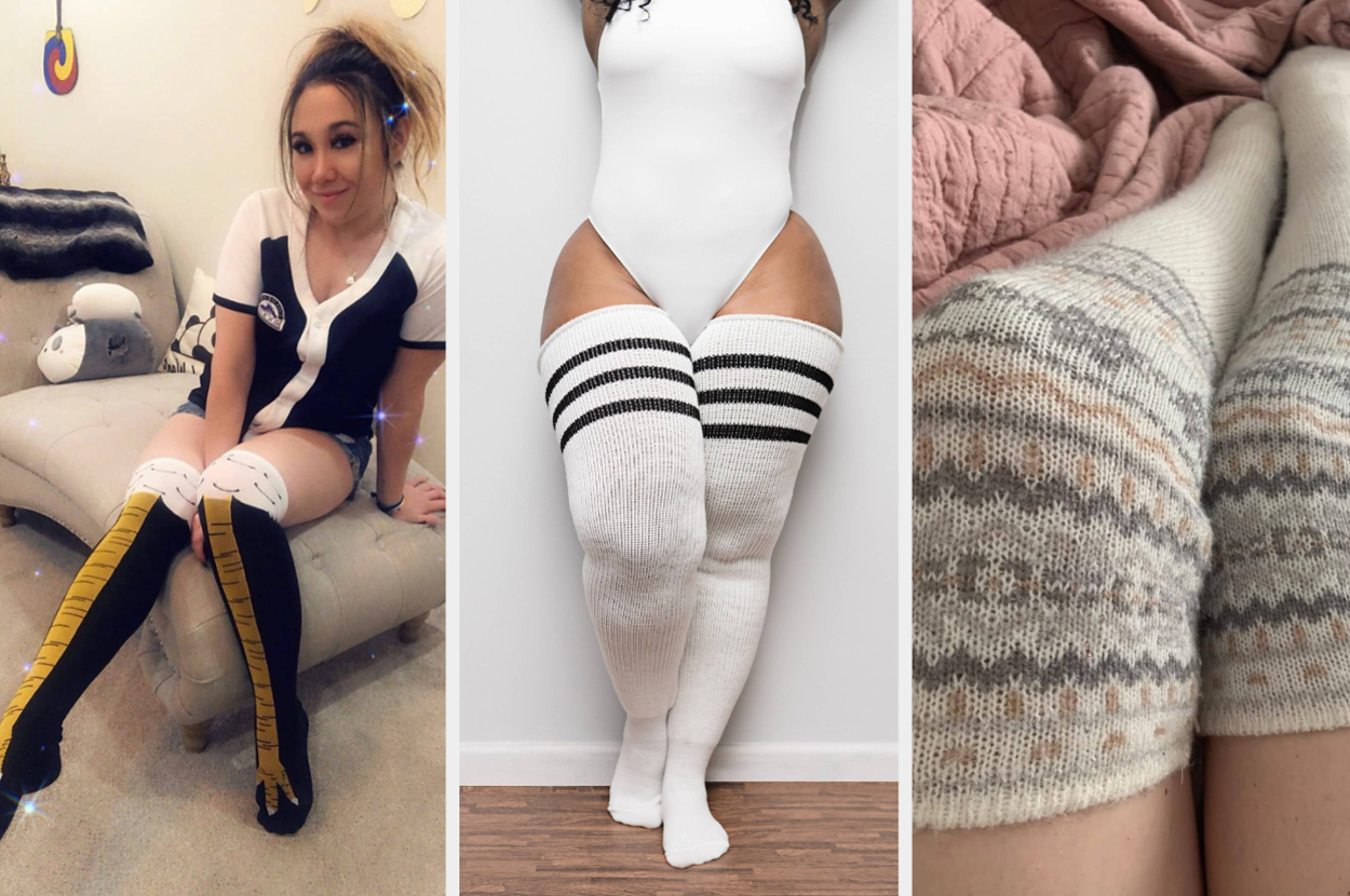 Mini Kitty Plus Size Thigh High Socks for Thick Thighs Over the Knee Socks  Extra Long Knee High Socks for Women black at  Women's Clothing store