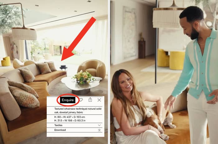 Chrissy Teigen and John Legend and the their very expensive couch