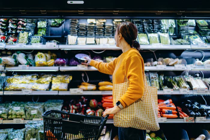 A woman shopping for groceries