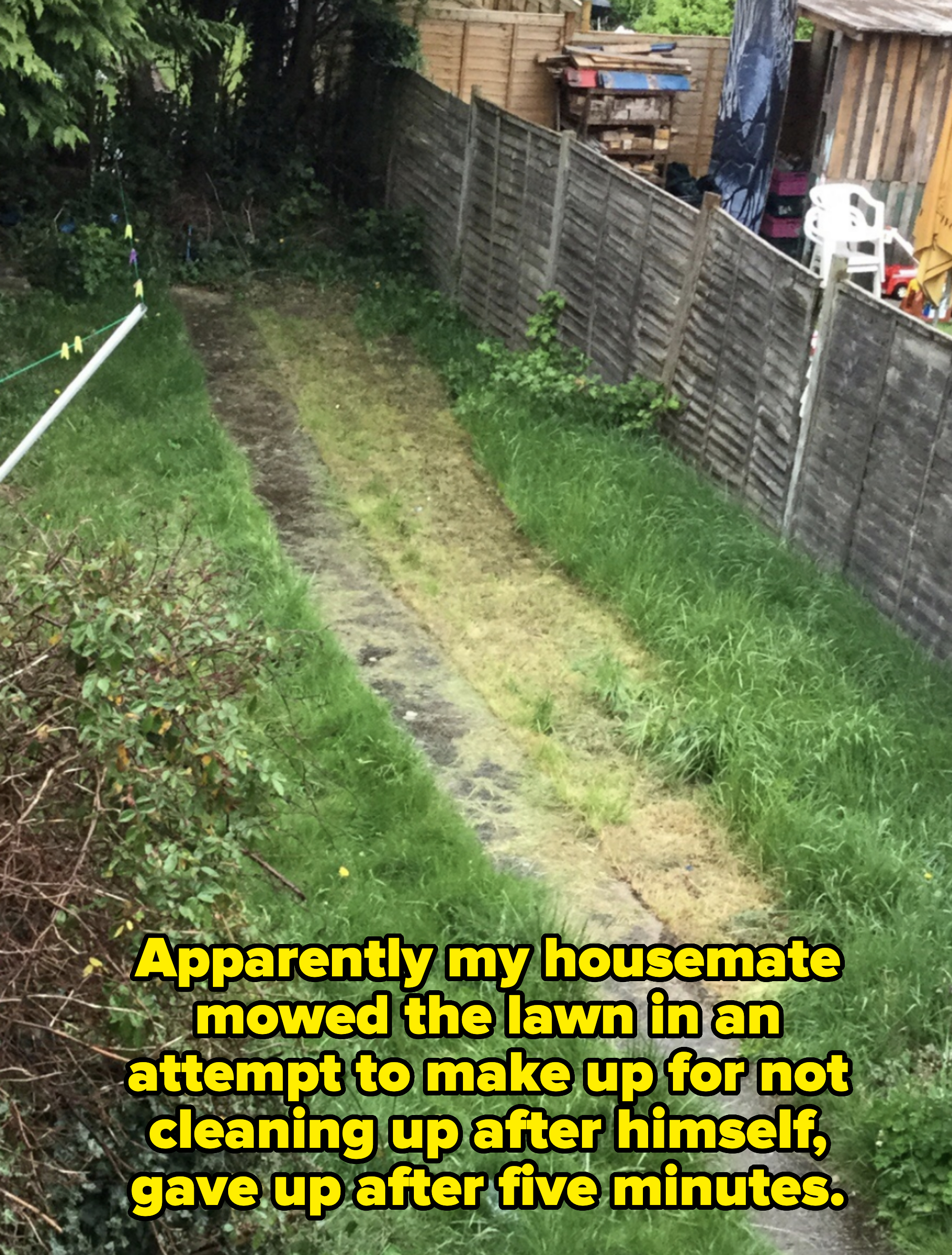 half mowed lawn