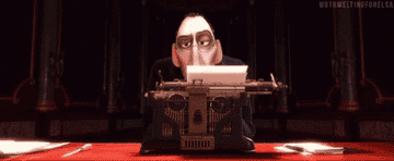 Critic from &quot;Ratatouille&quot; typing on a typewriter.