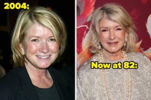 Martha Stewart smiles for a photo vs Martha Stewart on the red carpet