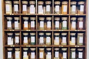 reviewers spices organized in clear jars