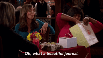 Octavia Spencer saying, &quot;oh, what a beautiful journal.&quot;
