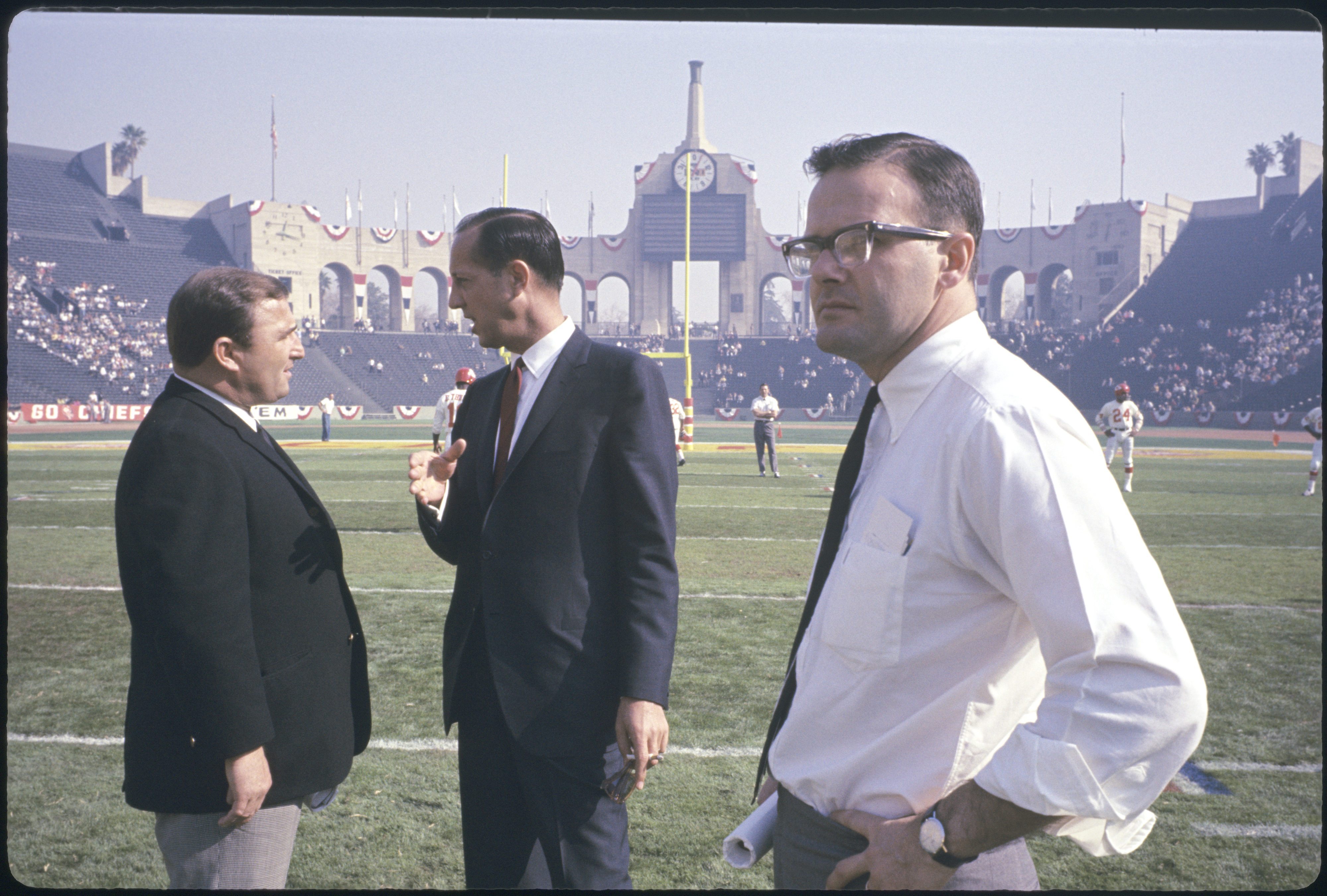 Hank Stram with Pete Rozelle and Lamar Hunt