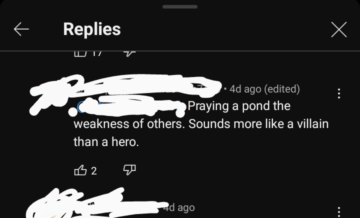 &quot;Praying a pond the weakness of others sounds more like a villain than a hero&quot;